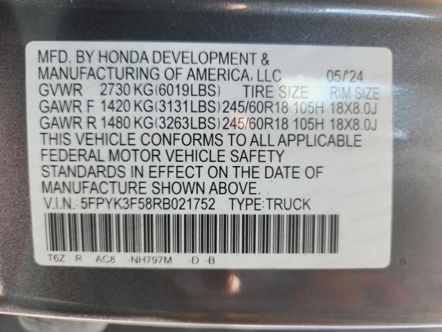 2024 HONDA RIDGELINE 5FPYK3F58RB021752