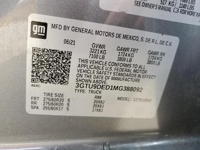 2021 GMC SIERRA K15 - 3GTU9DED1MG388092