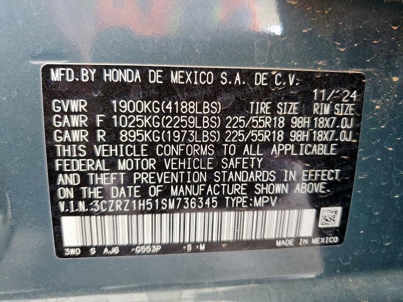 2025 HONDA HR-V SPORT 3CZRZ1H51SM736345