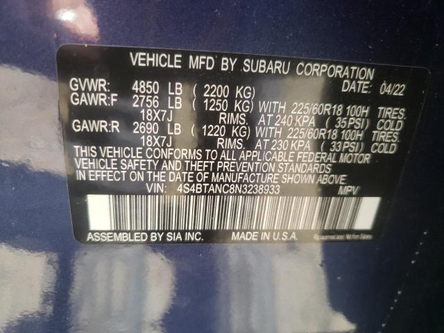 2022 SUBARU OUTBACK LI 4S4BTANC8N3238933