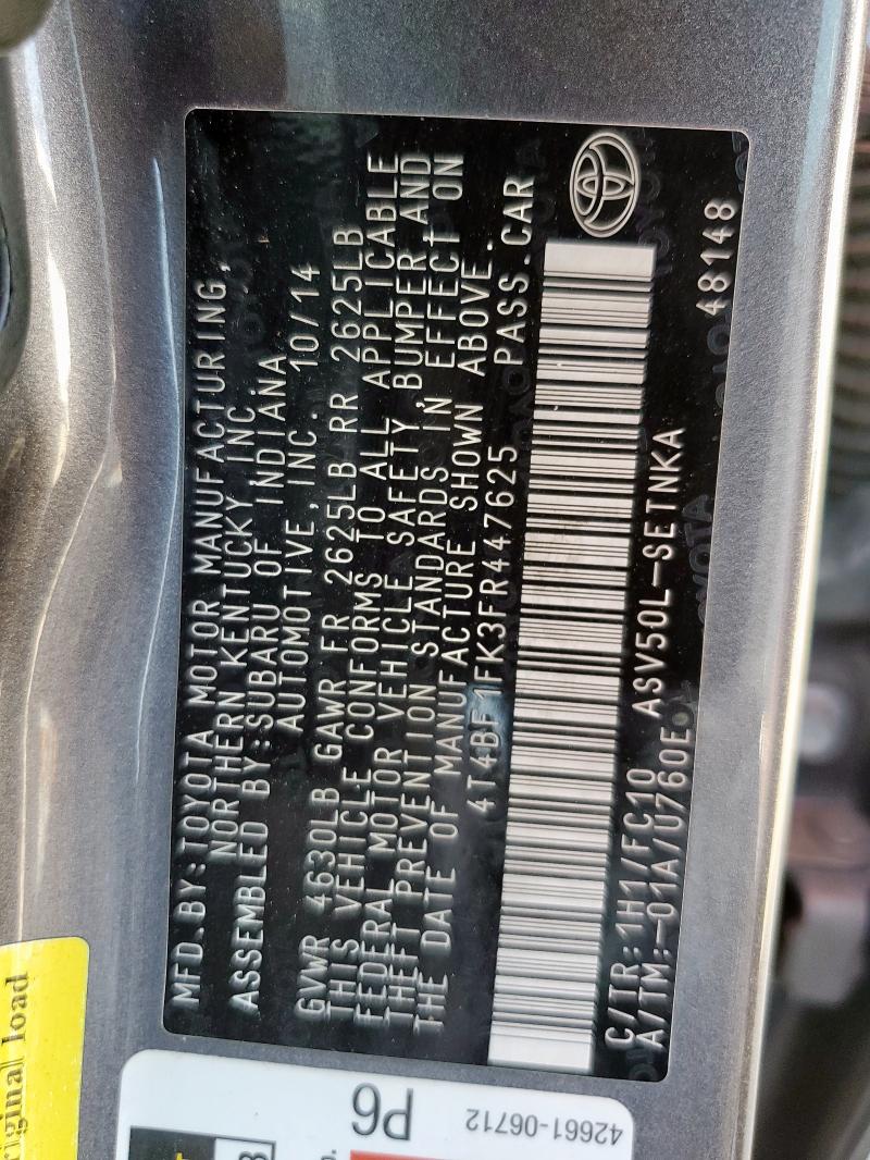 4T4BF1FK3FR447625 2015 TOYOTA CAMRY