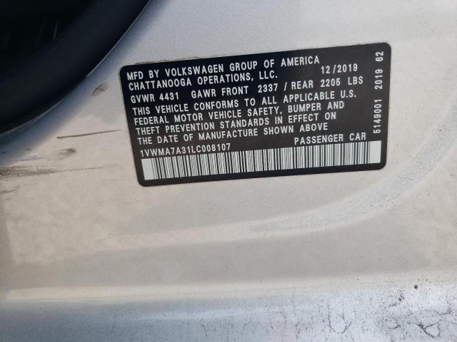 2020 VOLKSWAGEN PASSAT R-L - 1VWMA7A31LC008107