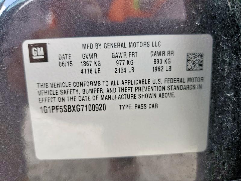 2016 CHEVROLET CRUZE LIMI 1G1PF5SBXG7100920