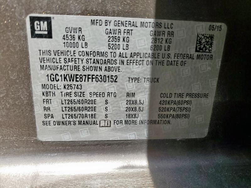 2015 CHEVROLET SILVERADO - 1GC1KWE87FF630152