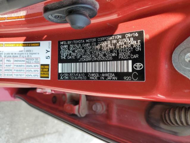 2017 TOYOTA PRIUS JTDKBRFU9H3535226