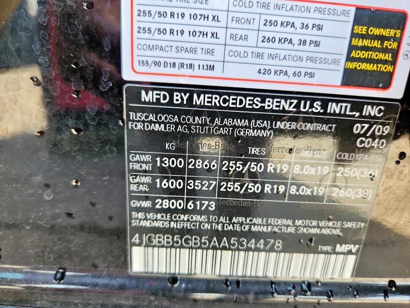 2010 MERCEDES-BENZ ML 350 - 4JGBB5GB5AA534478