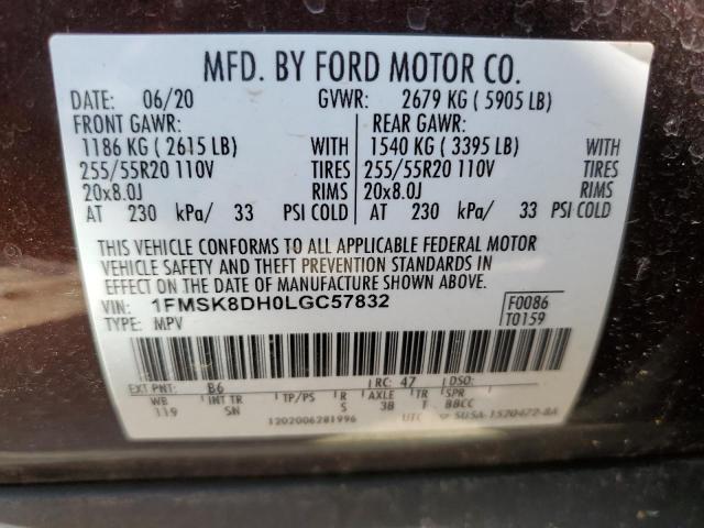 2020 FORD EXPLORER X - 1FMSK8DH0LGC57832
