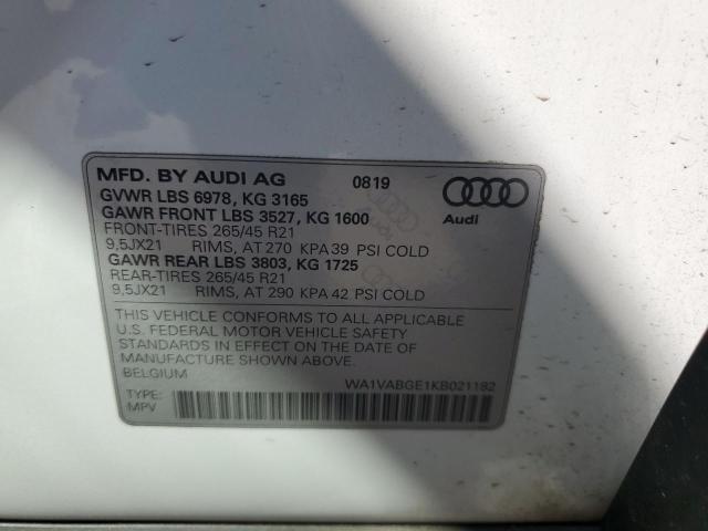 2019 AUDI E-TRON PRE WA1VABGE1KB021182