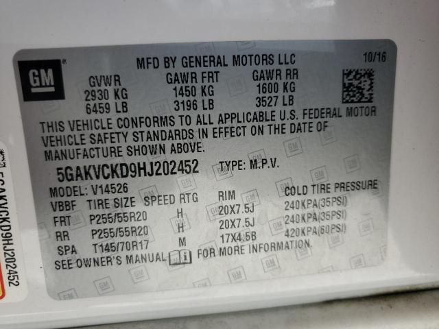 2017 BUICK ENCLAVE 5GAKVCKD9HJ202452