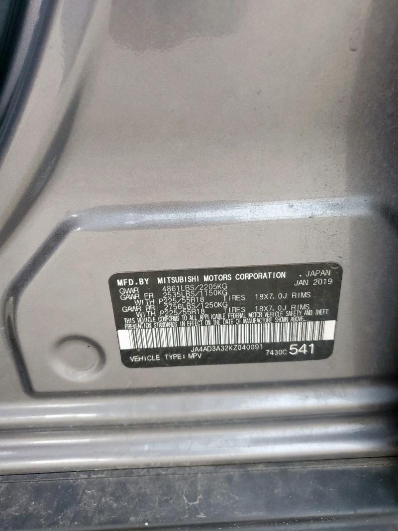 2019 MITSUBISHI OUTLANDER - JA4AD3A32KZ040091