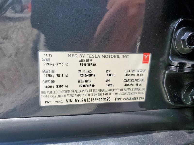 2015 TESLA MODEL S 5YJSA1E15FF110498