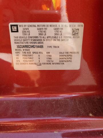 2017 CHEVROLET SILVERADO - 3GCUKREC5HG194406