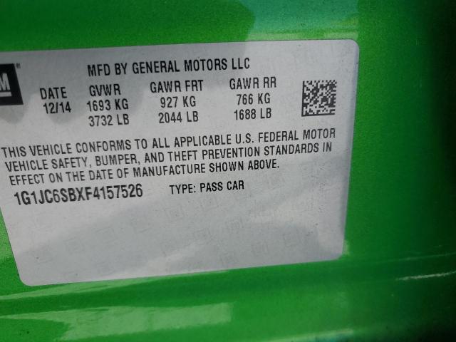 2015 CHEVROLET SONIC LT 1G1JC6SBXF4157526