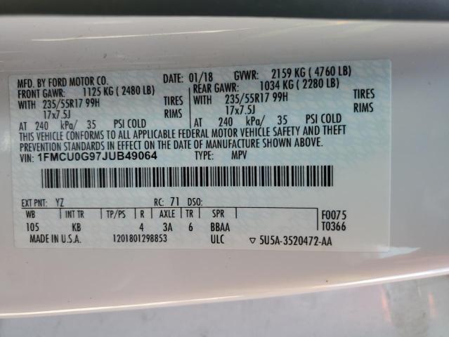 2018 FORD ESCAPE SE - 1FMCU0G97JUB49064