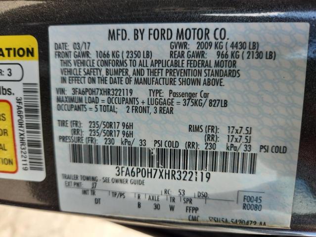 2017 FORD FUSION SE - 3FA6P0H7XHR322119