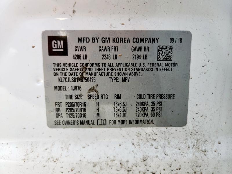 2019 CHEVROLET TRAX 1LT - KL7CJLSB1KB750425