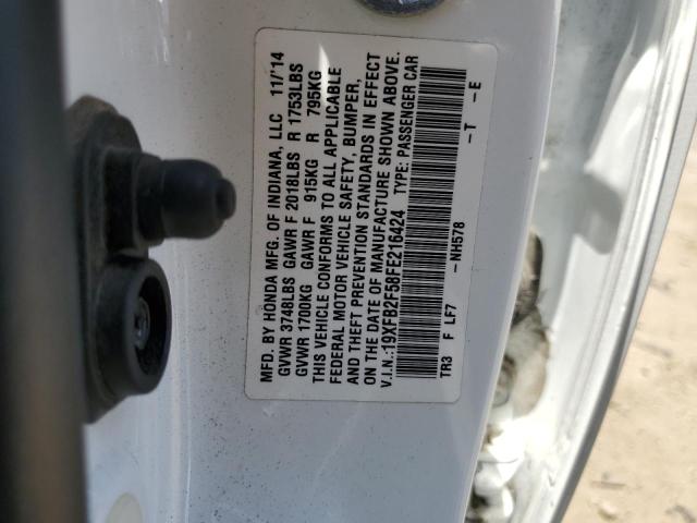 2015 HONDA CIVIC LX 19XFB2F58FE216424