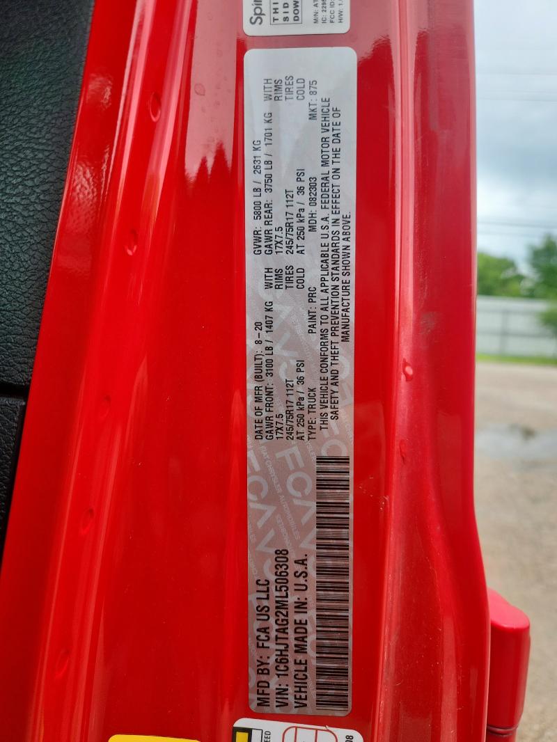 2021 JEEP GLADIATOR 1C6HJTAG2ML506308