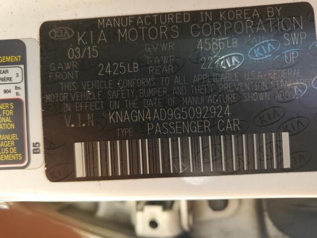 2016 KIA OPTIMA HYB KNAGN4AD9G5092924