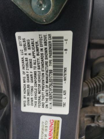 2020 HONDA CIVIC EXL - 19XFC1F75LE017769