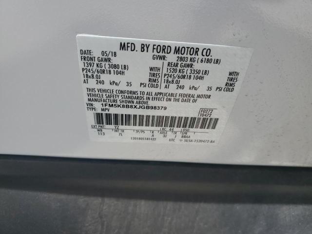 2018 FORD EXPLORER 1FM5K8B8XJGB98379