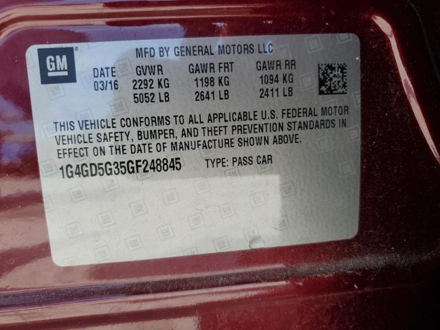 2016 BUICK LACROSSE P 1G4GD5G35GF248845