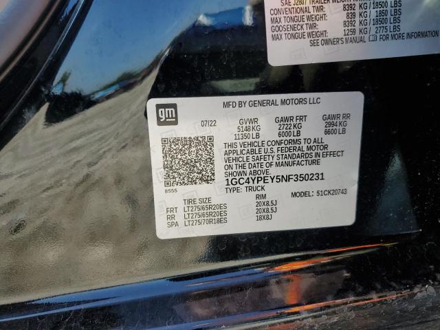 2022 CHEVROLET SILVERADO - 1GC4YPEY5NF350231
