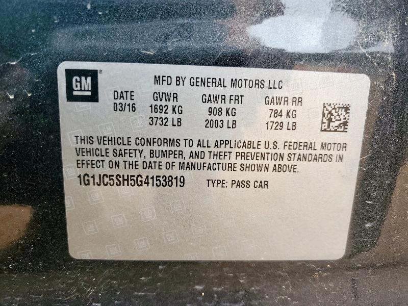 2016 CHEVROLET SONIC LT - 1G1JC5SH5G4153819