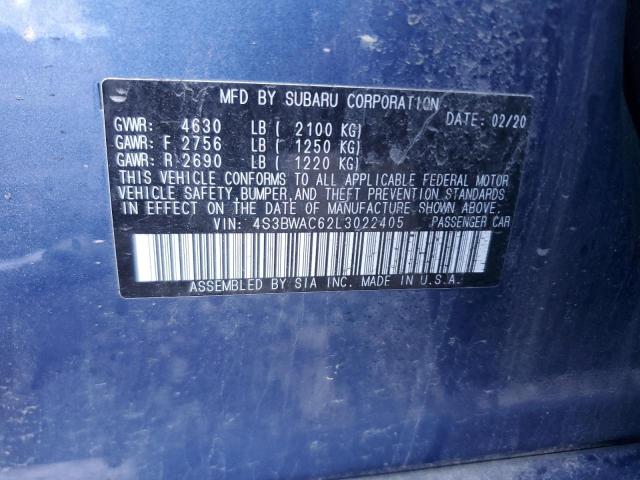 2020 SUBARU LEGACY PRE 4S3BWAC62L3022405