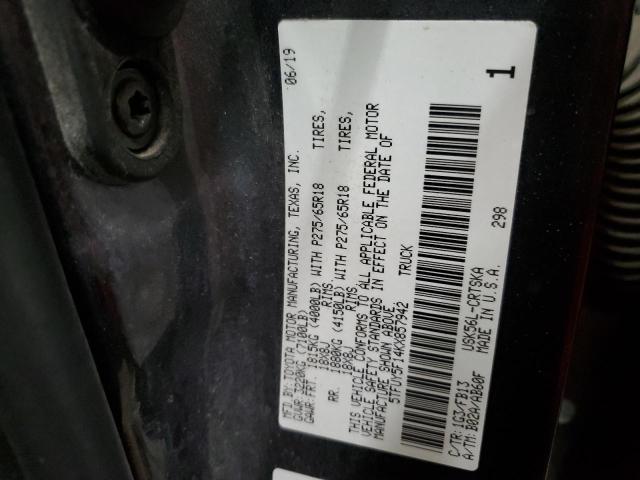 2019 TOYOTA TUNDRA DOU 5TFUY5F14KX857942