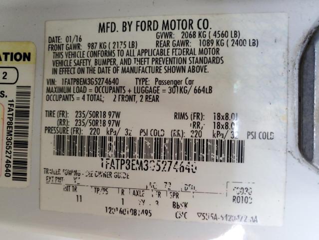 2016 FORD MUSTANG 1FATP8EM3G5274640
