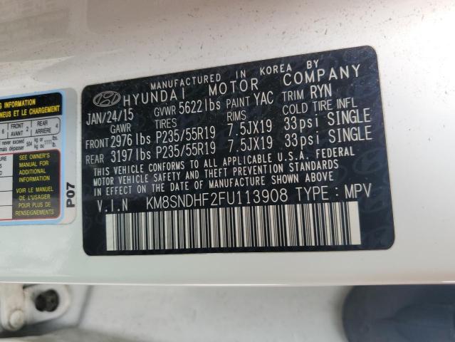 2015 HYUNDAI SANTA FE G KM8SNDHF2FU113908