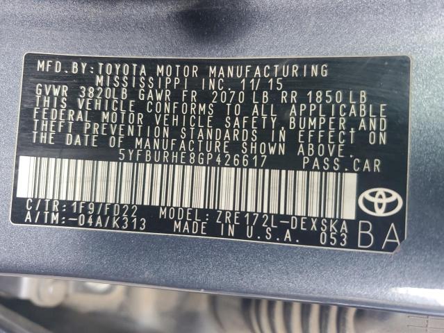 2016 TOYOTA COROLLA L - 5YFBURHE8GP426617