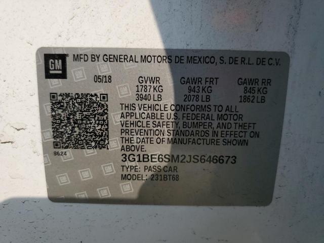 2018 CHEVROLET CRUZE LT - 3G1BE6SM2JS646673