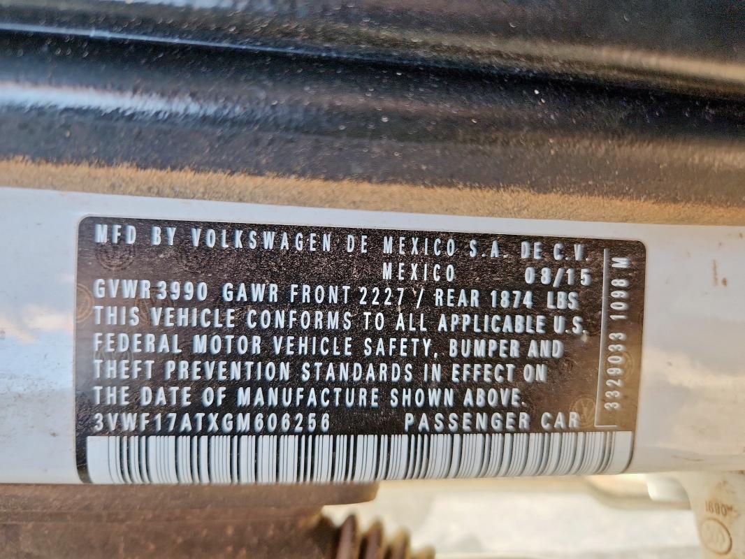 2016 VOLKSWAGEN BEETLE 1.8 3VWF17ATXGM606256