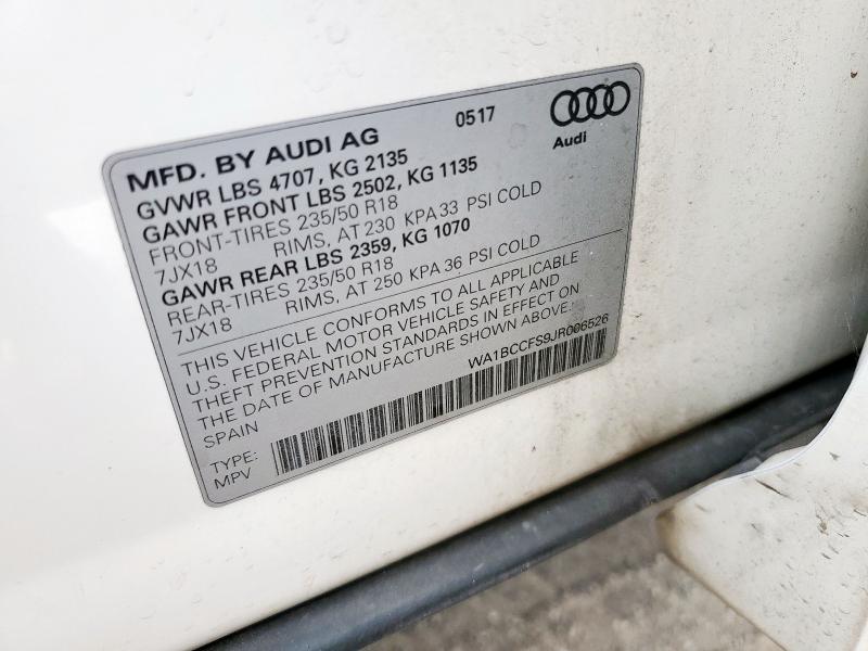 2018 AUDI Q3 PREMIUM WA1BCCFS9JR006526
