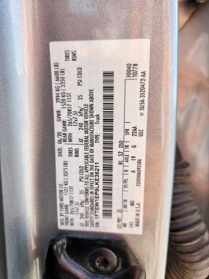 2020 FORD F150 SUPER - 1FTEW1EP9LKE36211