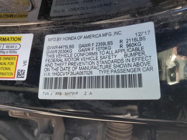 2018 HONDA ACCORD SPORT 1HGCV1F36JA067026