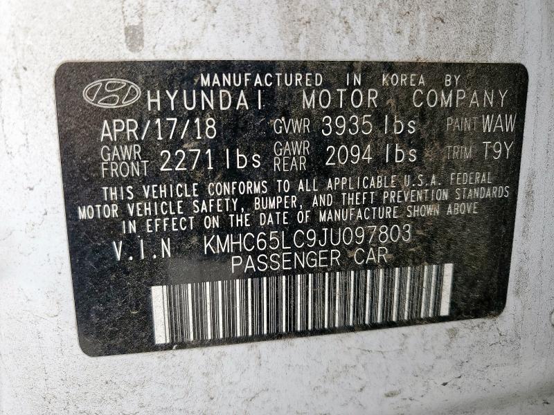 2018 HYUNDAI IONIQ BLUE KMHC65LC9JU097803