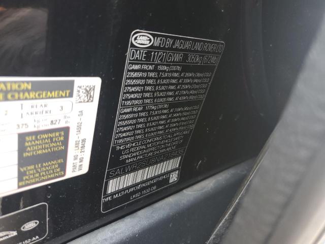 2022 LAND ROVER RANGE ROVE SALWR2SU8NA218435