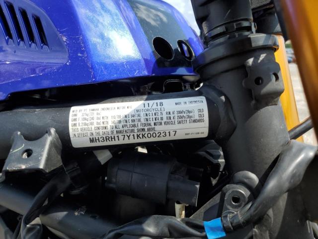 2019 YAMAHA YZFR3 MH3RH17Y1KK002317