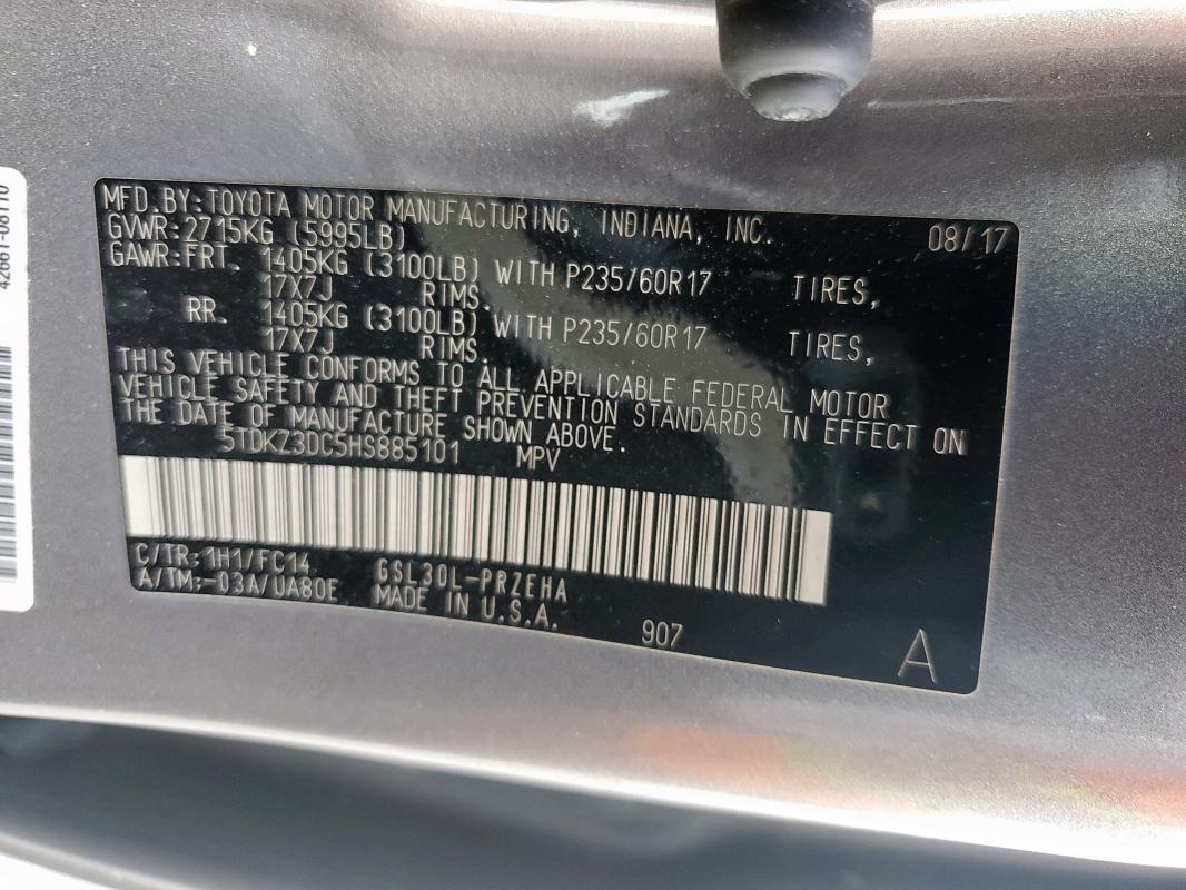 2017 TOYOTA SIENNA LE 5TDKZ3DC5HS885101