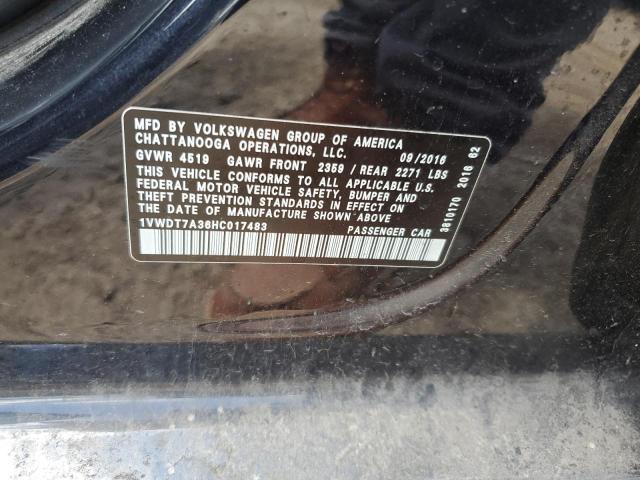 2017 VOLKSWAGEN PASSAT R-L 1VWDT7A36HC017483