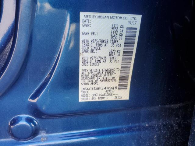 2017 NISSAN TITAN SV 1N6AA1E5XHN544948