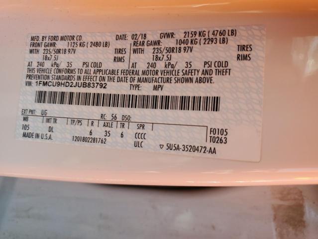 2018 FORD ESCAPE SEL 1FMCU9HD2JUB83792