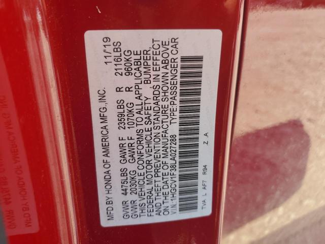 2020 HONDA ACCORD SPO 1HGCV1F38LA027288
