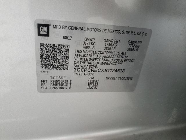 2018 CHEVROLET SILVERADO - 3GCPCREC7JG124518