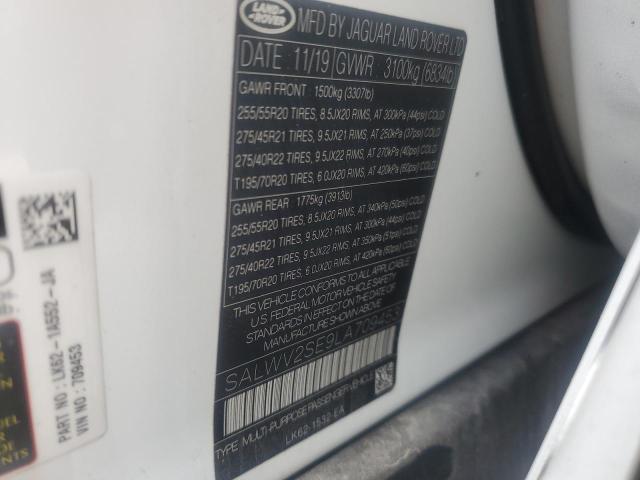 2020 LAND ROVER RANGE ROVE SALWV2SE9LA709453