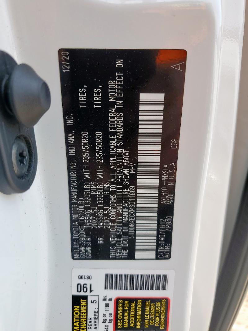 2021 TOYOTA SIENNA XSE 5TDDRKECXMS011869