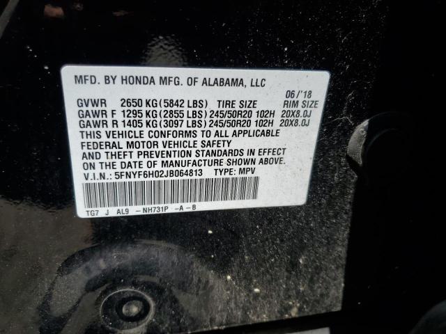 2018 HONDA PILOT ELIT - 5FNYF6H02JB064813
